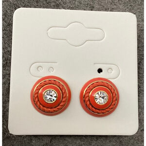 Kate Spade “Know the Ropes” Coral Gold Tone Rhinestone Stud Earrings 1663